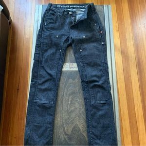 NWOT Dovetail Workwear Pants 0/32 Maven Slim in Heathered Black Denim Jeans